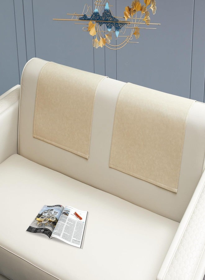 Hittun 2 Pieces Recliner Headrest Covers Protector Non Slip Waterproof Recliner Sofa Headrest Covers for Recliner Chair,Faux Leather Recliner Couch Headrest Protector for Sofa,Theater Seat (Beige, 2) - Image 1